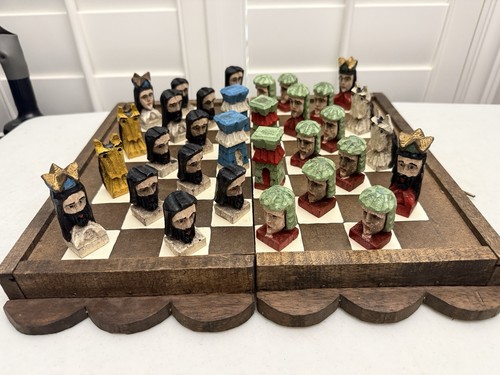 Vtg wood hand carved - |,