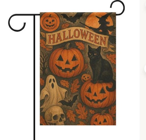 Halloween garden flag black - halloween,