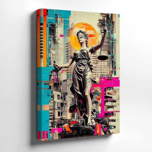 Wall art lady justice statue - art,