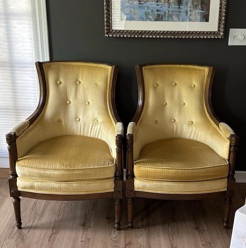 Pair vintage yellow velvet - pair, of
