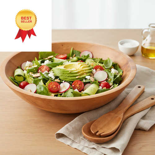 Extra large wooden salad bowl - salad,