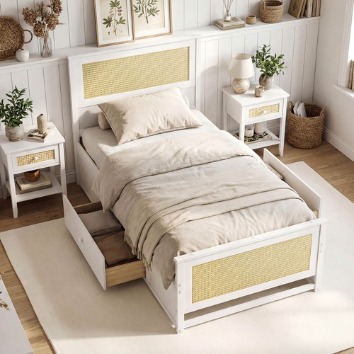 Twin size rattan bed - size,
