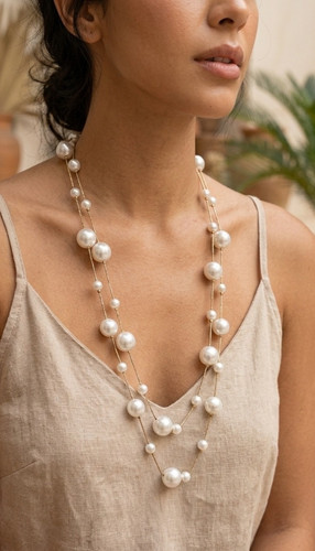 Long faux pearl station - pearl,