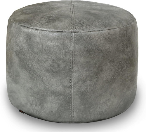 Unstuffed faux leather pouf - faux,