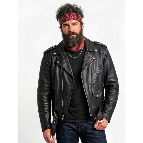 Sears black leather motorcycle - black,
