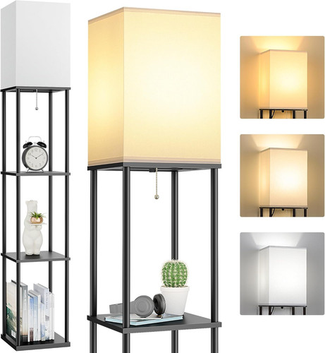 Floor lamp with - lamp, shelves