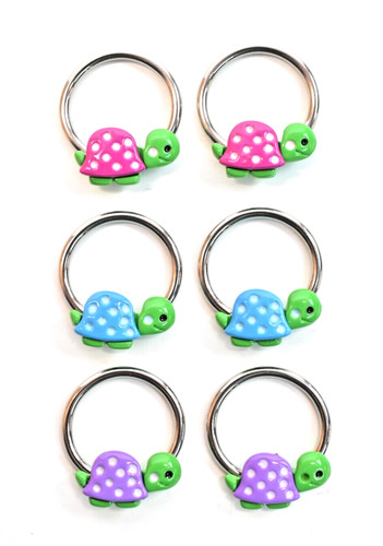 Pair 14g turtle tortoise hoop - turtle,