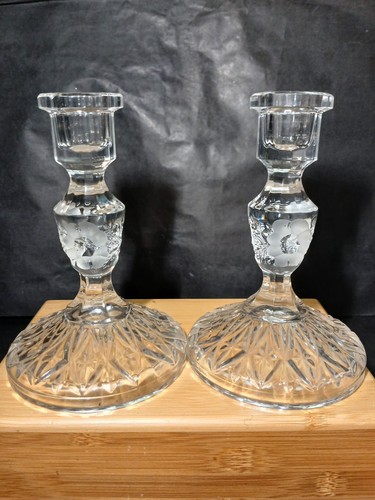 Vntg set etched flower - of,