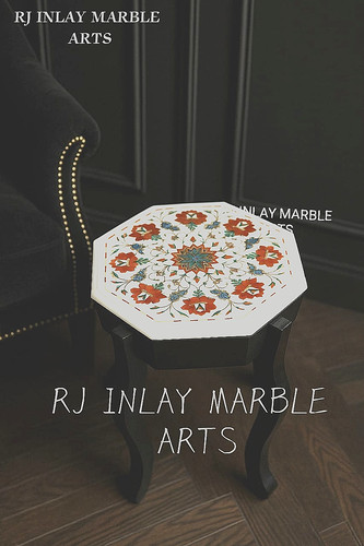 Hexagonal white marble - marble, inlay
