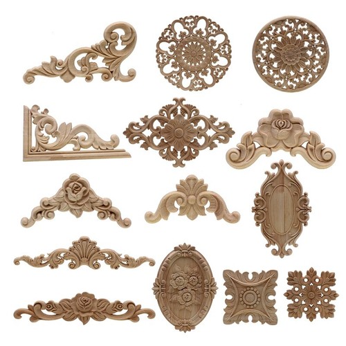 Wood carved long applique - wood,