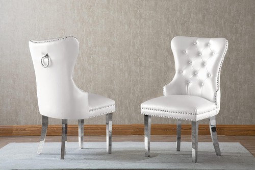 Tufted white faux leather side - faux,
