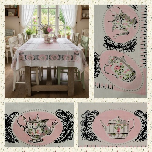 Rare vtg tablecloth tea party - rare,
