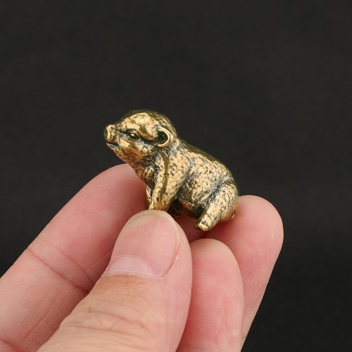 Small solid brass pig - solid,