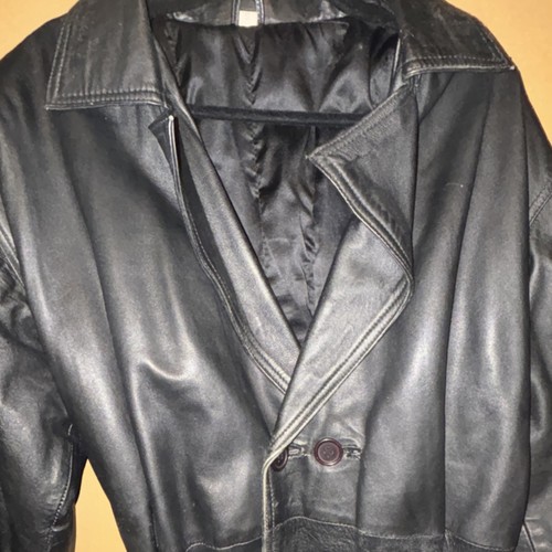 Men black leather trench - men's,