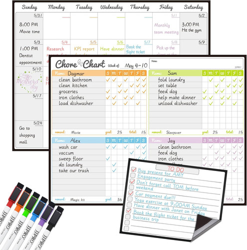Magnetic dry erase chore - erase, chart