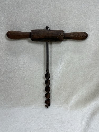 Antique hand drill tool - drill, wooden