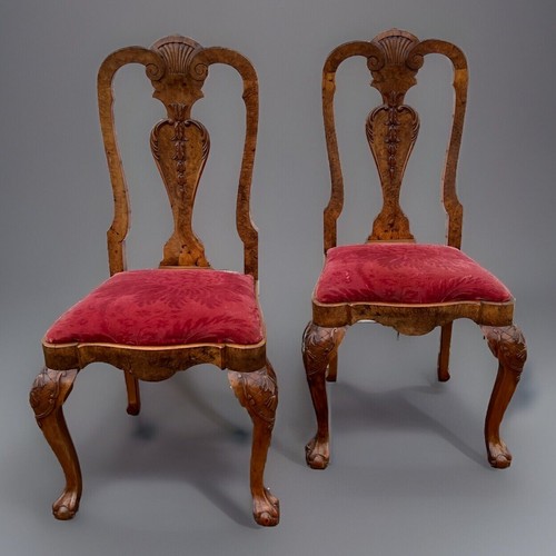 Pair dutch burr walnut carved - dutch,