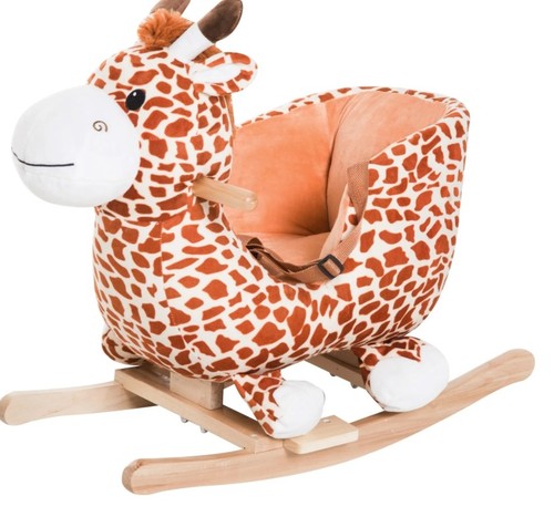 Giraffe plush wooden rocking - plush,