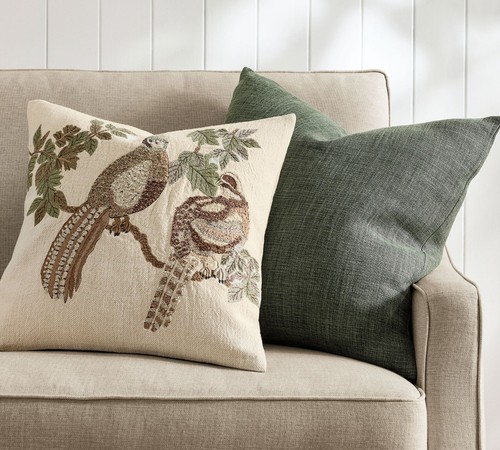Pottery barn embroidered quail - pottery,