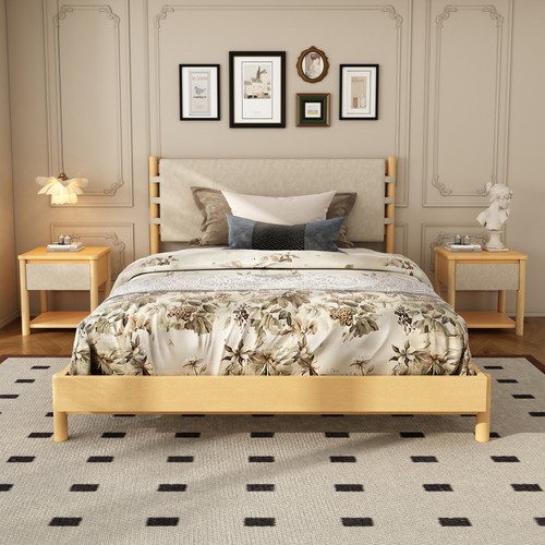 Beige modern queen wood - modern,