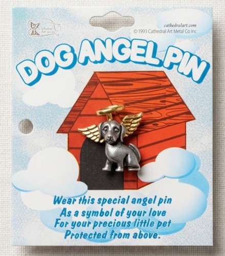 Dog angel pin pewter guardian - pin,