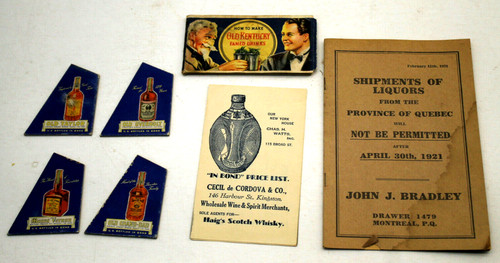 7pc antique vintage liquor - vintage, bar