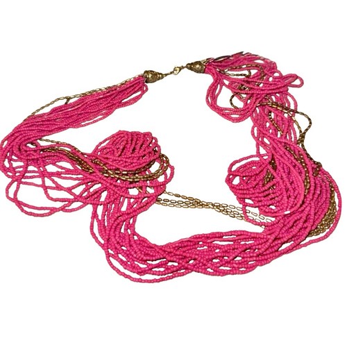 Pink multi strand seed beaded - multi,