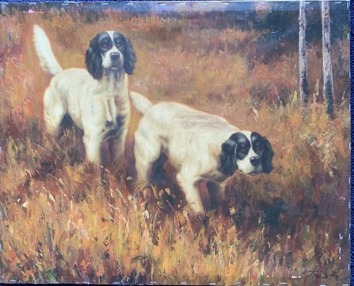 Vintage hunting dogs original - dogs,