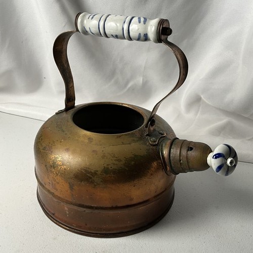 Antique copper tea kettle - copper,