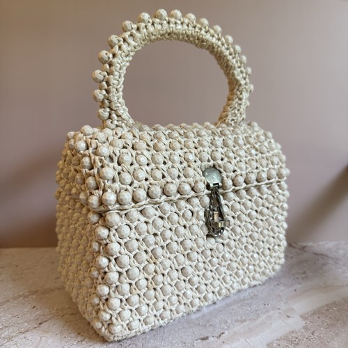 Vintage japan white raffia - white, box