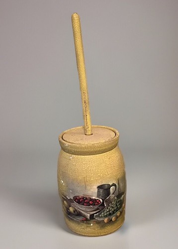 Vintage stoneware butter churn - stoneware,