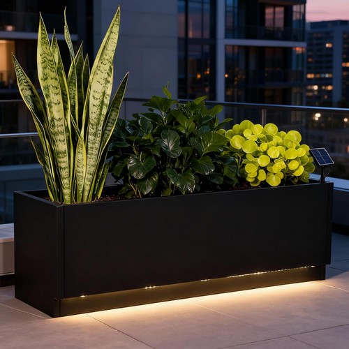 47x16in metal led planter - led,
