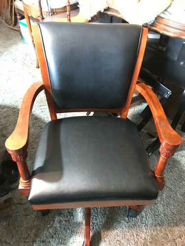 Black vinyl office chair - vinyl,