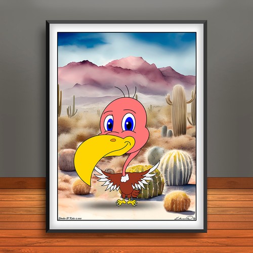 Cartoon vulture desert print - cartoon,