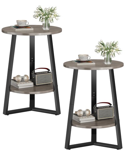 Small round end table 2tier - table,