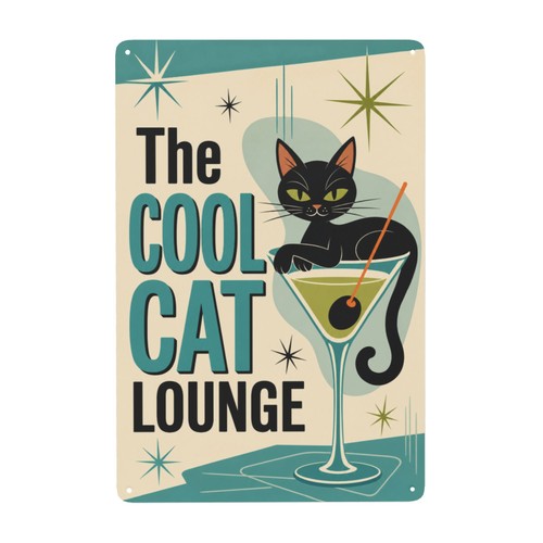 Black cat cocktail - black, vintage