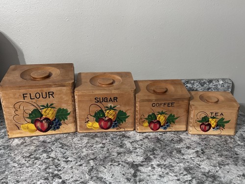 Mcm wooden cannisters nesting - cannisters,