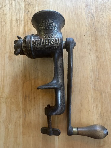 Antique meat grinder and - and, crank