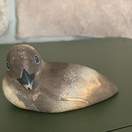 Hand carved wood baby - hand, loon