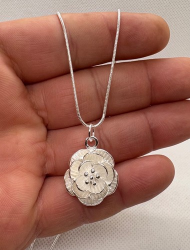Rose flower necklace - , pendant