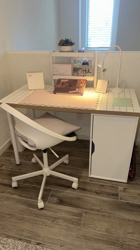 Ikea white desk - white, chair