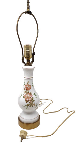 Vintage lamp floral white milk - lamp,