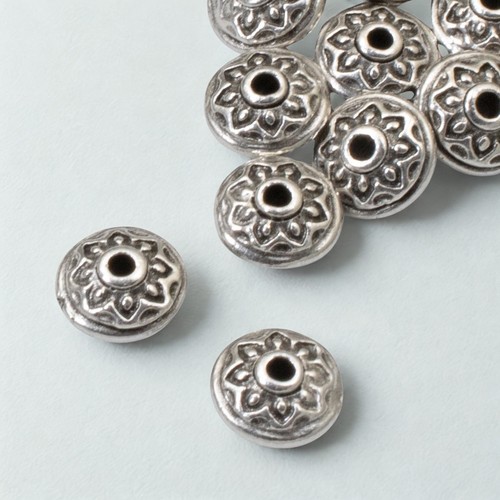 Silver lotus spacer - silver, beads,