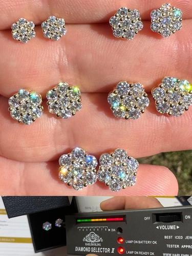Moissanite studs iced - iced, cluster
