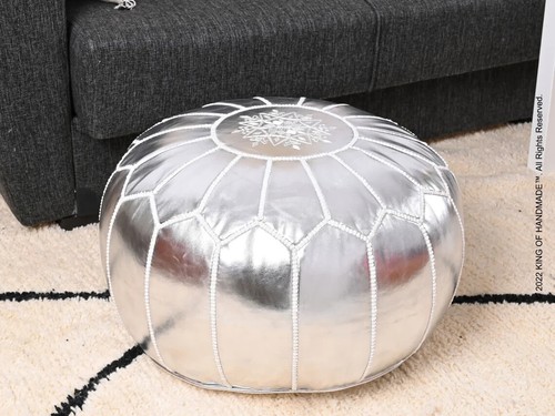 Faux leather pouf unstuffed - unstuffed,
