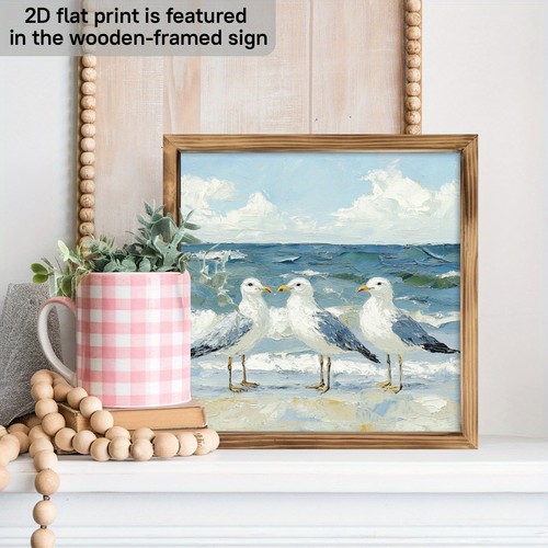 Seagulls coastal wooden print - wooden,