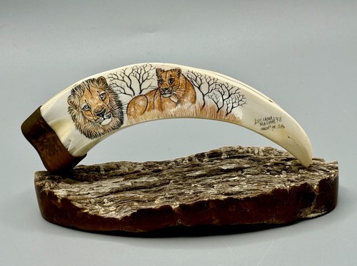Hand engraved scrimshaw - ⭕️, hand-engraved
