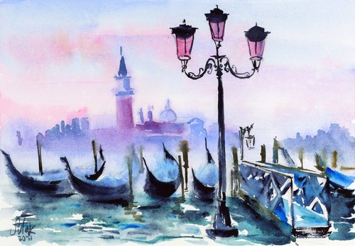 Venice watercolor italy - venice,