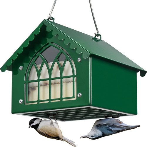 Metal upside down suet bird - down,