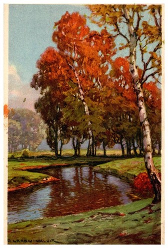 Autumn scene watercolor - autumn, print